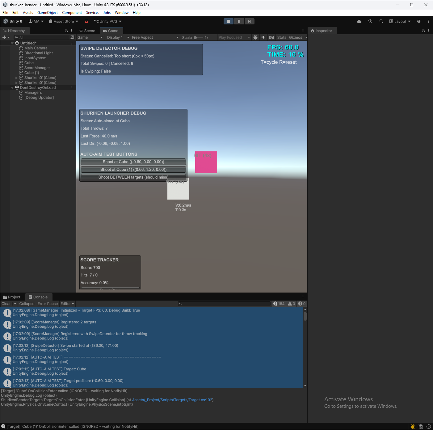 Target Hit Detection screenshot